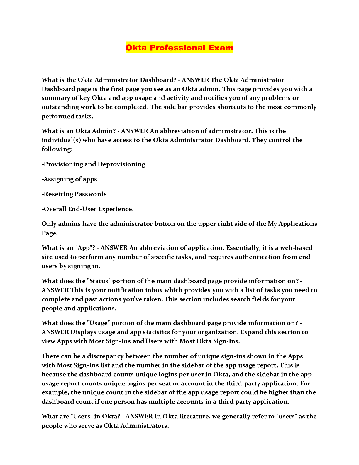 Preview image for Okta Professional Exam